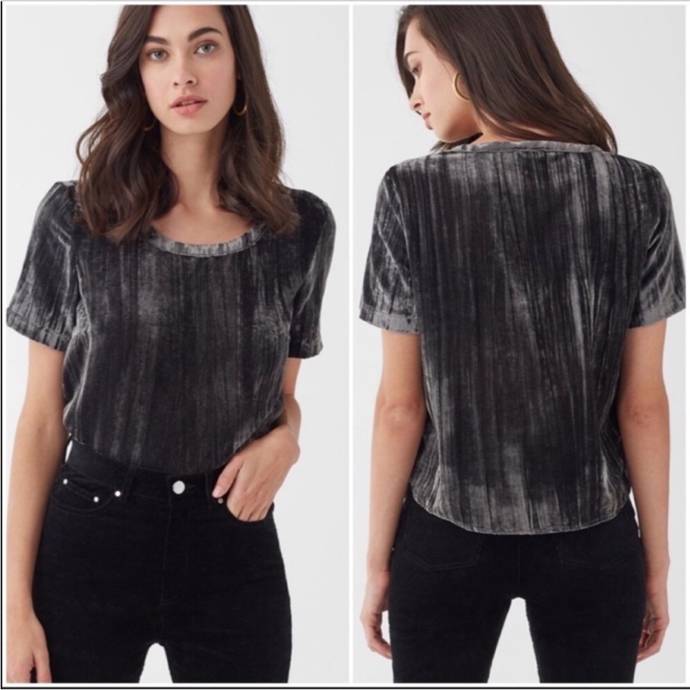 NWT Splendid Moonstone Velvet Tee in Faded Black
